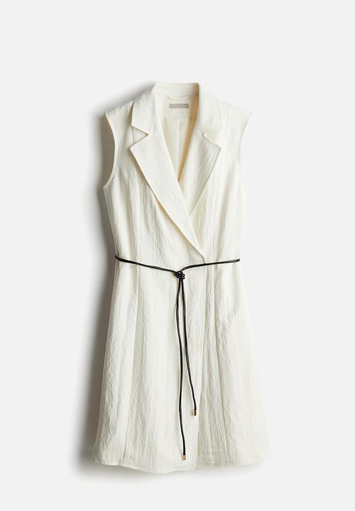 H&M - Tie-belt blazer dress - cream