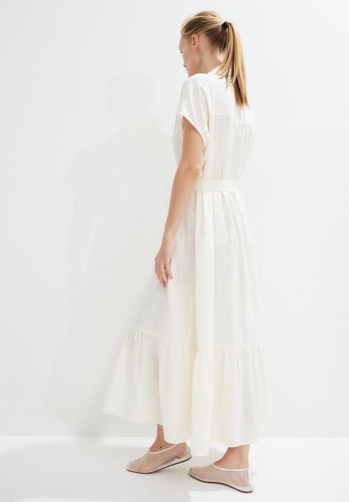 H&M - Oversized tie-belt dress - cream