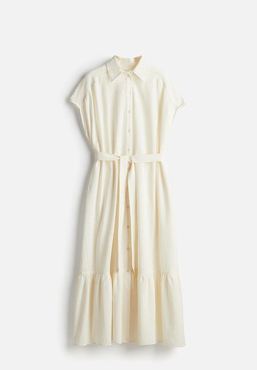 H&M - Oversized tie-belt dress - cream