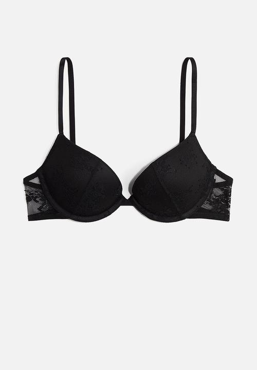 H&M - Lace super push-up bra - black