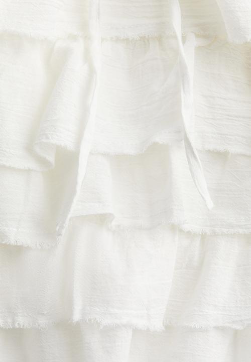 H&M - Raw-edge tiered-skirt dress - cream