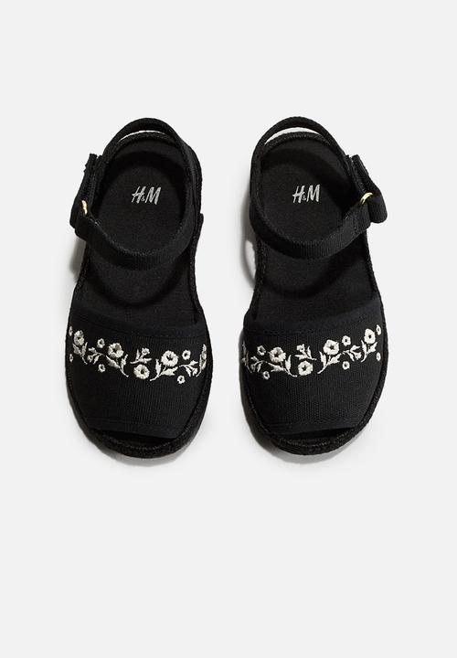 H&M - Ankle-strap sandals - black flowers