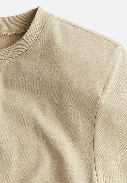 H&M - Shoulder-pad T-shirt dress - light beige