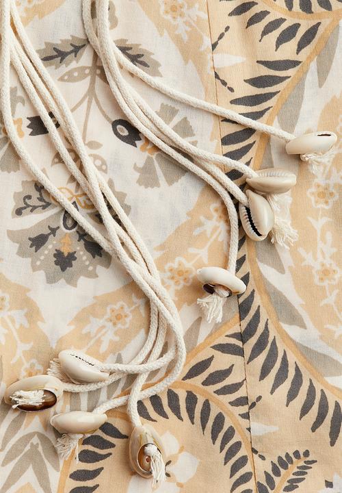 H&M - Macramé-belt dress - beige/patterned
