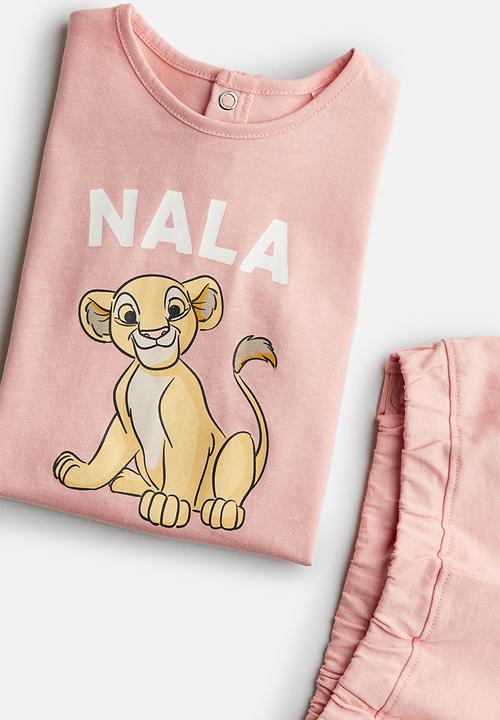 H&M - 2-Piece printed jersey set - pink the lion king