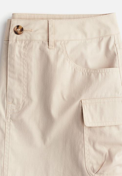 H&M - Twill cargo mini skirt - light beige 