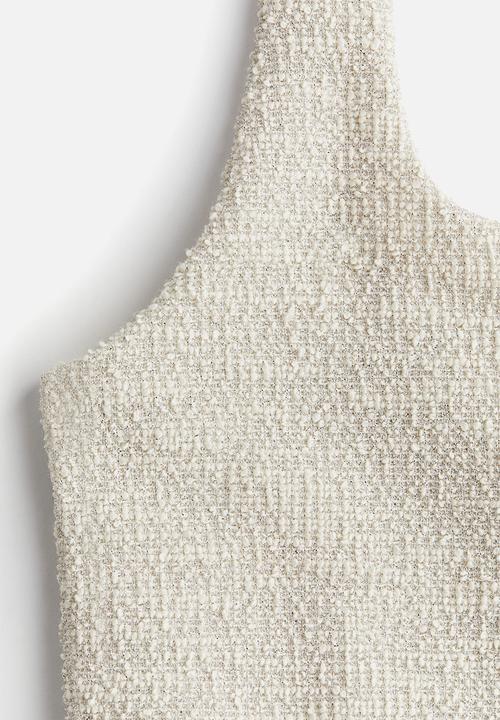 H&M - Bead-embellished bouclé dress - natural white