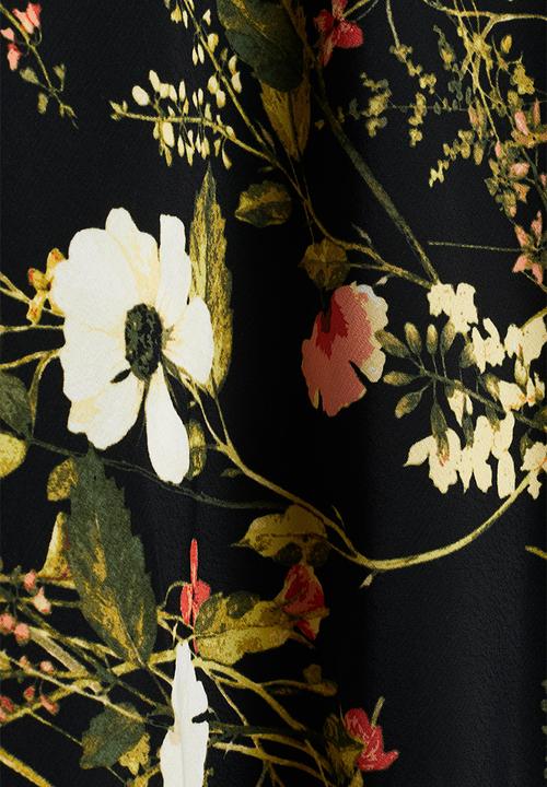 H&M - Viscose crêpe skirt - black/floral