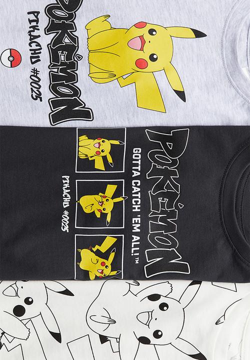 H&M - 3-Pack printed T-shirts - light grey marl pokémon