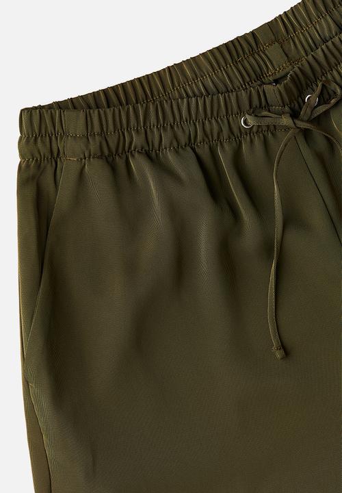 H&M - Wide pull-on trousers - dark khaki green 