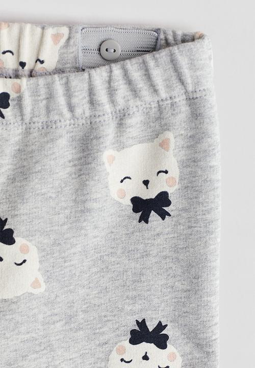 H&M - Cotton leggings - light grey marl cats