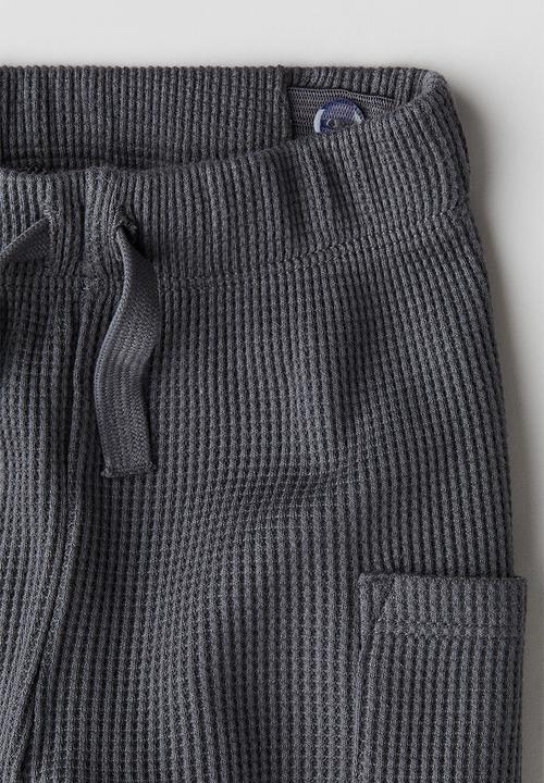 H&M - Waffled cotton trousers - dark grey