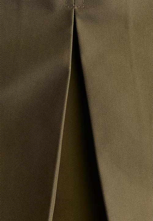 H&M - Pleated twill skirt - dark khaki green