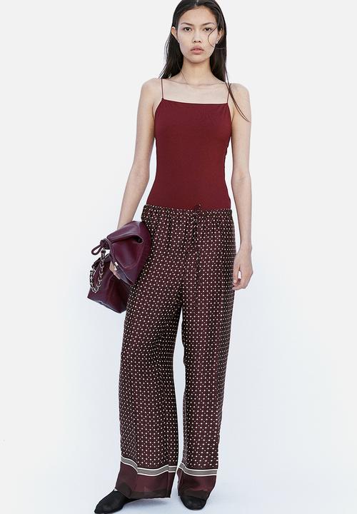 H&M - Pull-on trousers - burgundy/patterned