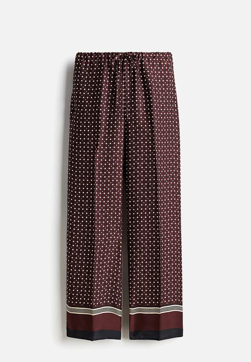 H&M - Pull-on trousers - burgundy/patterned