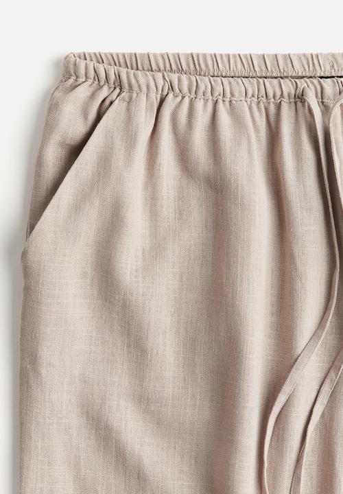 H&M - Linen-blend pull-on trousers - light greige