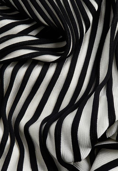 H&M - Rib-knit flared skirt - white/black striped