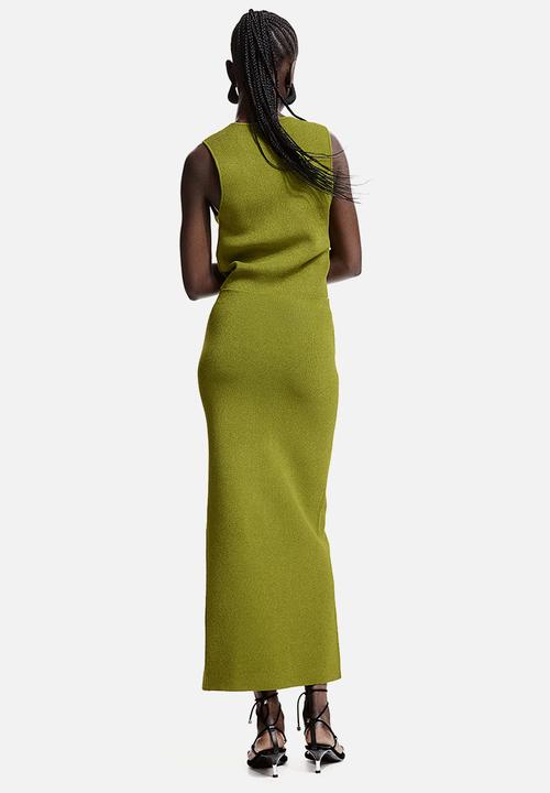 H&M - Slit-front knitted skirt - green