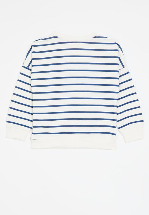 Pop Candy - Stripe sweatshirt - white & navy