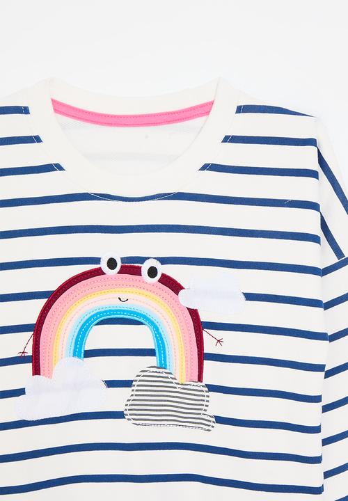 Pop Candy - Stripe sweatshirt - white & navy