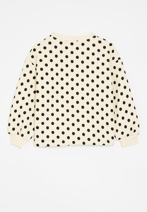 Pop Candy - Polka dot sweat top - ecru & white