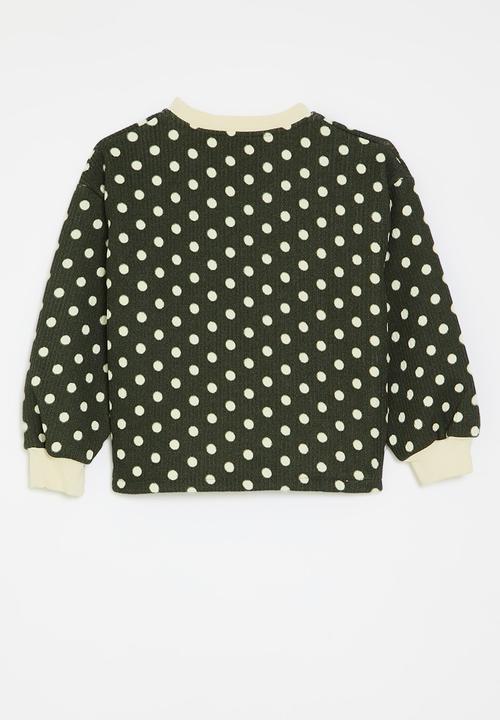 Pop Candy - Polka dot sweat top - black/cream