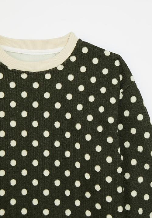 Pop Candy - Polka dot sweat top - black/cream