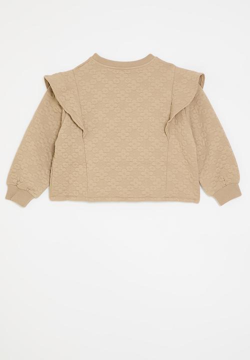 Pop Candy - Frilled sweat top - beige