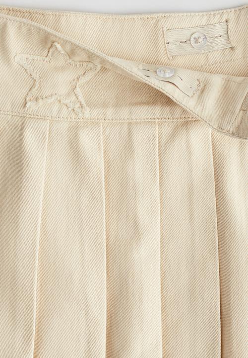 H&M - Pleated twill skirt - light beige