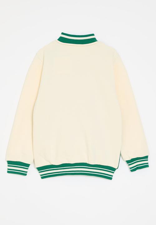 Pop Candy - Contrast baseball jacket-green & ecru