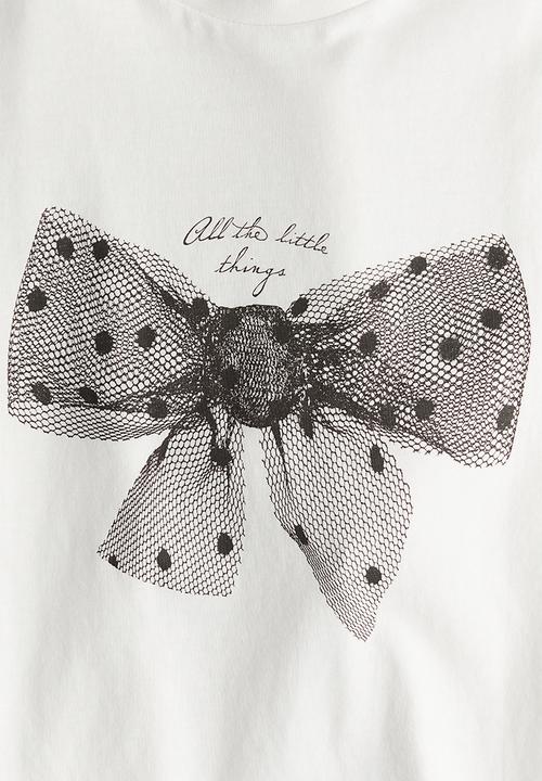 H&M - Oversized print-motif t-shirt - white bow