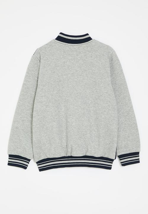 Pop Candy - Contrast baseball jacket-grey & navy