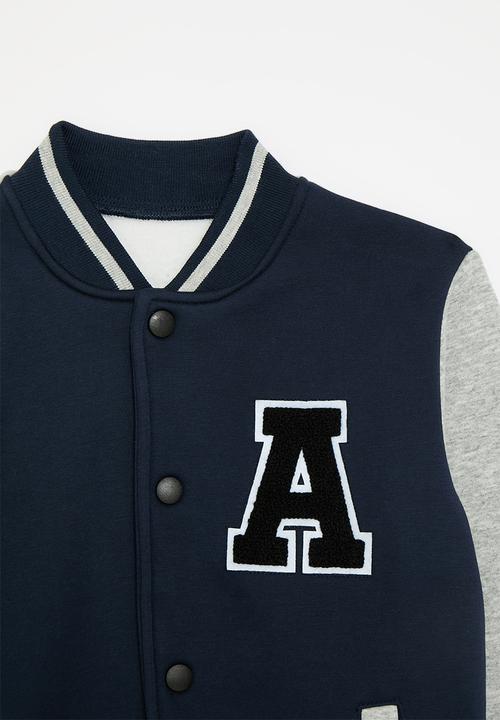 Pop Candy - Contrast baseball jacket-grey & navy