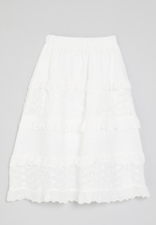 Pop Candy - Tiered skirt-white