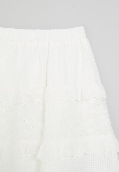 Pop Candy - Tiered skirt-white