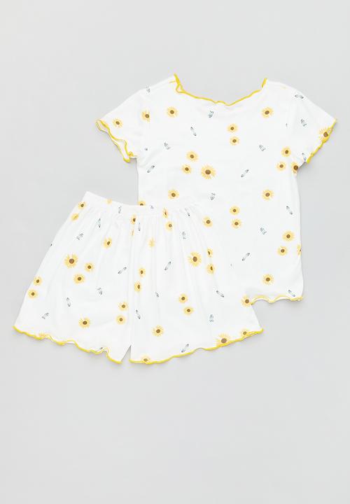 Pop Candy - Floral pj set - white & yellow 