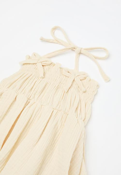 Pop Candy - Smock romper dress-ecru