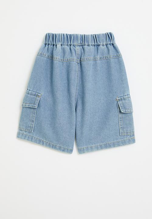 Pop Candy - Utility denim shorts - blue
