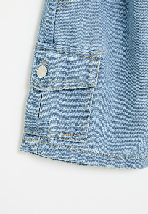 Pop Candy - Utility denim shorts - blue