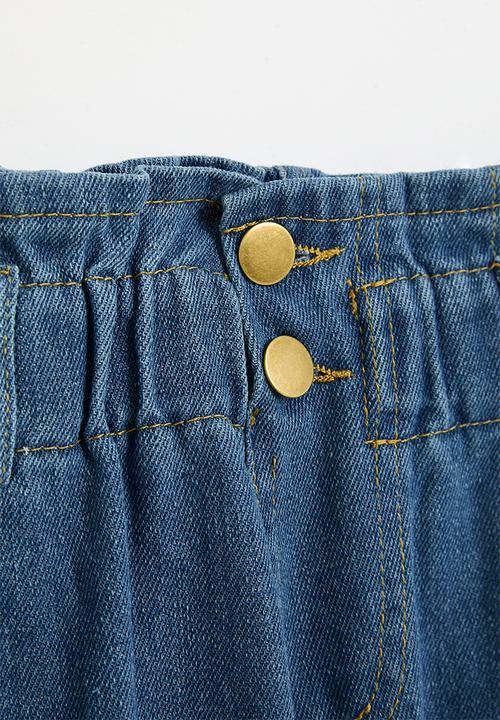 Pop Candy - Paperbag waist shorts - stonewash