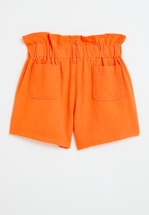 Pop Candy - Paperbag waist shorts - orange