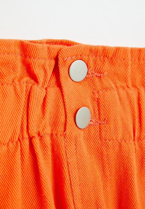 Pop Candy - Paperbag waist shorts - orange