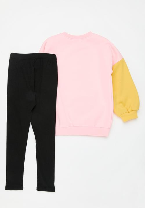 Pop Candy - Sweatshirt & legging set - pink & black