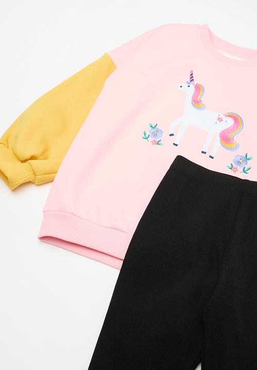 Pop Candy - Sweatshirt & legging set - pink & black