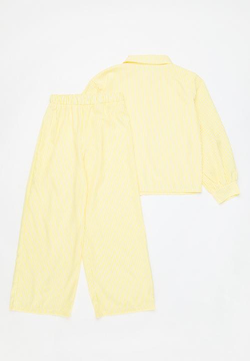 Pop Candy - Striped 2 piece set-yellow & white