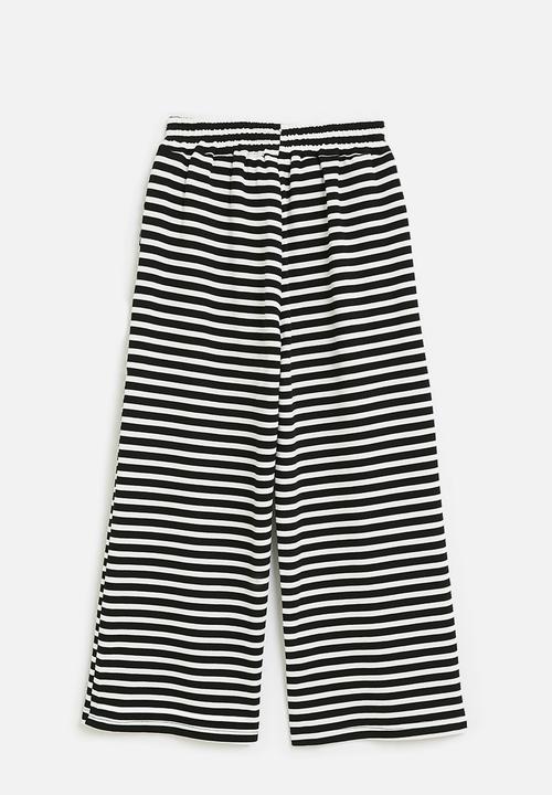 Pop Candy - Striped bootleg pants - black & white
