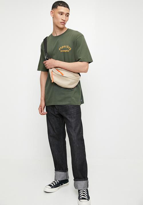 Superdry. - Tattoo back graphic loose tee - dark grey green