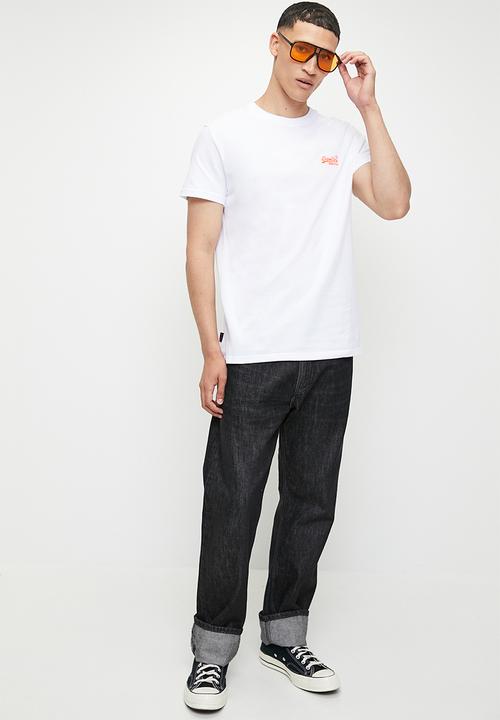 Superdry. - Essential logo emb tee - optic/hazard orange