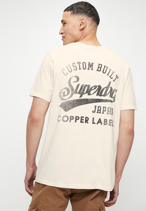 Superdry. - Copper label chest graphic tee - Rice White