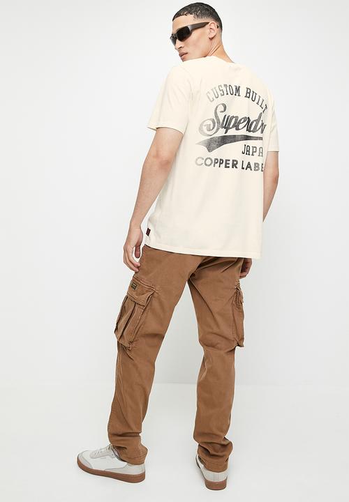Superdry. - Copper label chest graphic tee - Rice White